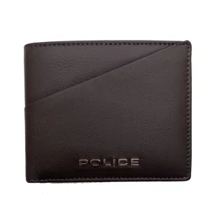 【POLICE】限量2折 頂級小牛皮4卡零錢袋皮夾 布魯斯系列 全新專櫃展示品(咖啡色 送禮盒提袋 男夾)
