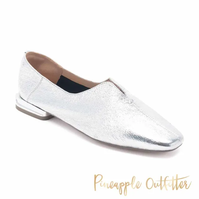 【Pineapple Outfitter】EDAN 金屬感方尖頭低跟鞋(銀色)
