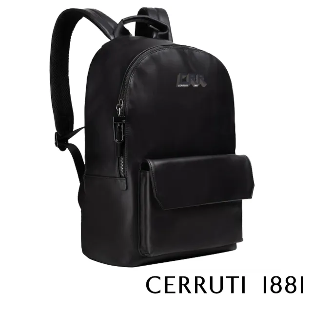 【Cerruti 1881】限量2折 義大利原裝進口 頂級小牛皮後背包 CEZA06273M 全新專櫃展示品(黑色)