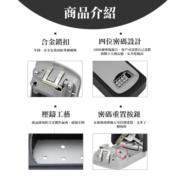 【你的好夥伴】防盜防水密碼鑰匙盒-白(壁掛式 密碼鎖 收納盒 防盜盒 保險箱 家用)