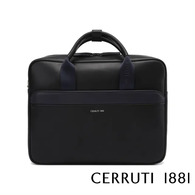 【Cerruti 1881】限量2折 義大利原裝進口 頂級小牛皮公事包/斜背包 CECA04657M 全新專櫃展示品(黑色)