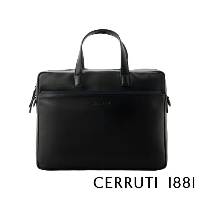 【Cerruti 1881】限量2折 義大利原裝進口 頂級小牛皮公事包/斜背包 全新專櫃展示品(黑色 CECA06528M)