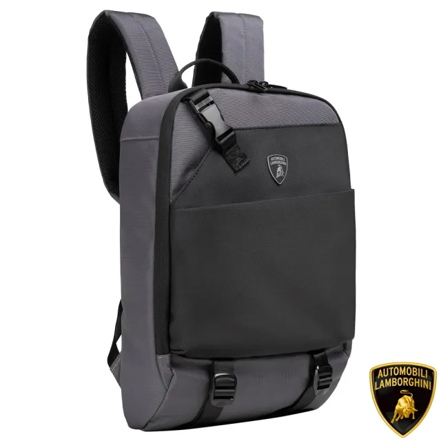 【Automobili Lamborghini】雙11 藍寶堅尼 限量2折 義大利頂級後背包 全新專櫃展示品 452T灰色