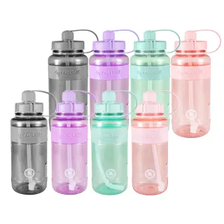 【GREEN BELL 綠貝】超值4件組1000ml2入+2000ml2入超止滑彈跳吸管太空水壺