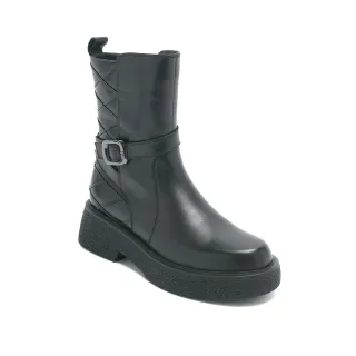 【Pineapple Outfitter】BEHNAM 帥氣後菱格低跟中筒靴(黑色)