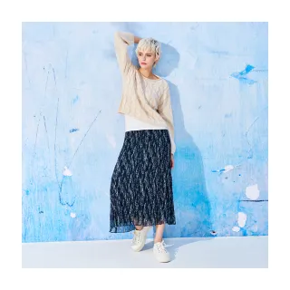 【Le Polka】雪紡亂褶半身長裙-女