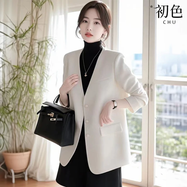 創翊韓都 正韓外套 方領切線西裝外套YAB1014-創翊韓都