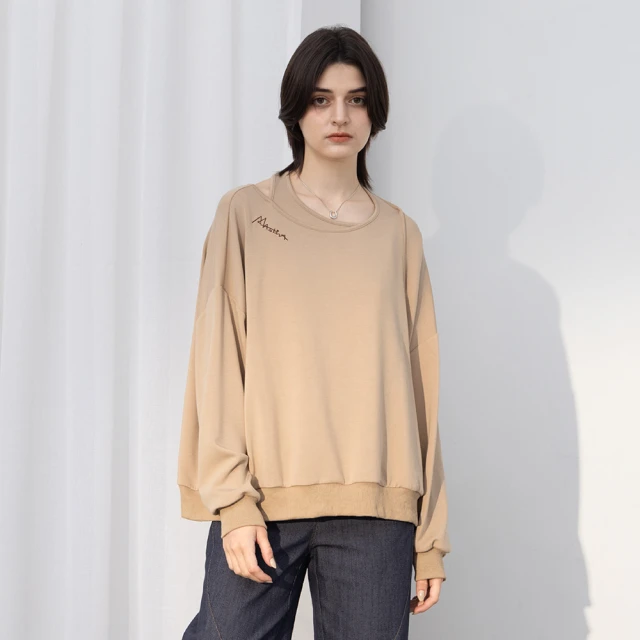 初色 日系圓領長袖假兩件針織上衣女上衣-共2色-39974(