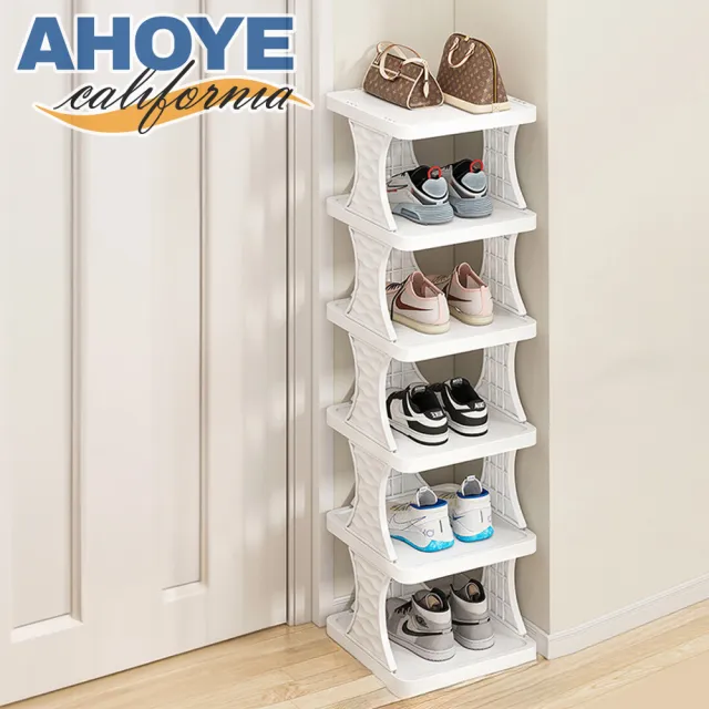 【AHOYE】省空間可堆疊六層DIY收納鞋架(拖鞋架 鞋子收納架 鞋櫃 室內鞋架)