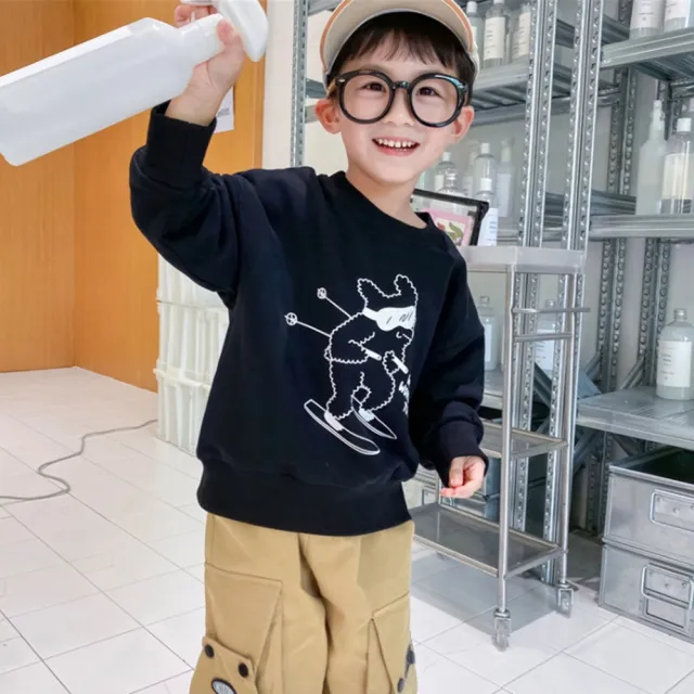 【橘魔法】卡通棉絨長袖上衣(長袖 衛衣 圓領 刷毛 厚款 男童 兒童 童裝)