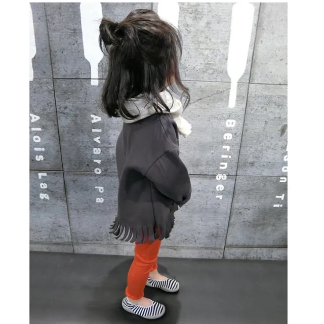 【橘魔法】流蘇下擺棉絨長袖上衣(兒童 童裝 中性款 男童 女童)