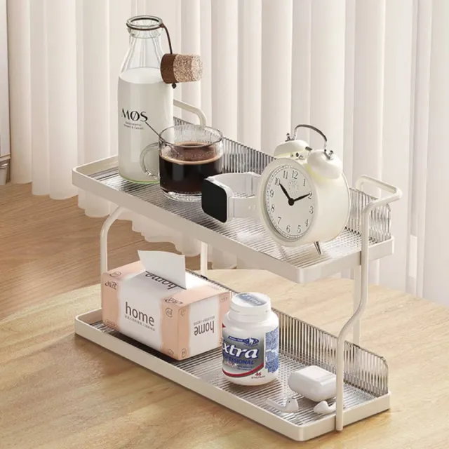 【樂居家】奶油風 雙層置物架(壁掛置物架 調味罐收納架 瓶罐收納架 桌面置物架)