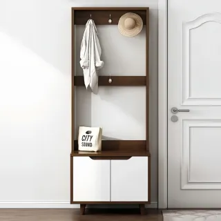 【靚白家居】簡約木紋收納鞋櫃 60cm 田園橡木 深橡木 S128(衣帽架 置物櫃 穿鞋凳 玄關 收納櫃 臥室收納)