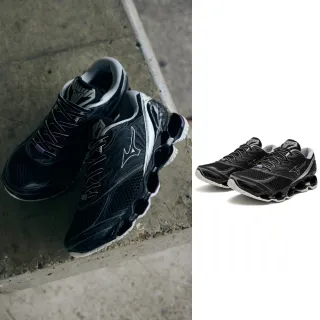 【MIZUNO 美津濃】SPORTSTYLE WAVE PROPHECY LS 男女款 休閒鞋(D1GA250701 黑 銀 紫 復古 慢跑鞋 走路鞋)