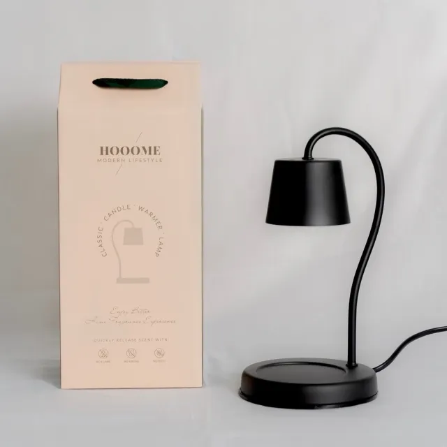【HOOOME】黑色 經典款香氛蠟燭暖燈 薰香燈 蠟燭燈 香氛燈 燭燈 融蠟燈(可調光+附兩顆燈泡+精美禮盒包裝)