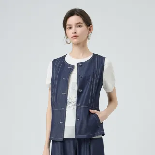 【ILEY 伊蕾】個性垂墜縲縈牛仔背心(深藍；M-XL；1252028319)