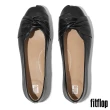 【FitFlop】DELICATO 柔軟紐結紋皮革芭蕾舞平底鞋-女(靚黑色)