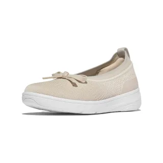 【FitFlop】SUPER-Q 蝴蝶結針織芭蕾舞平底鞋-女(米色)