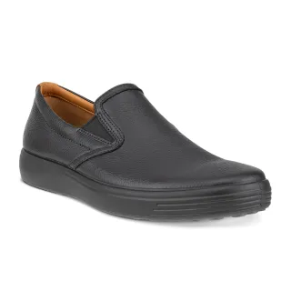 【ecco】SOFT 7 M 經典皮革休閒鞋 男鞋(黑色/棕色 47048459075)