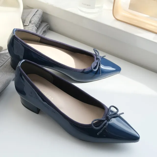 【AmiAmi】女款尖頭蝴蝶結高跟鞋 粗跟腳不痛｜單色 七色(CX2222)