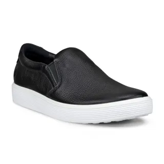 【ecco】SOFT 60 W 經典皮革套入式休閒鞋 女鞋(黑色 21925301001)