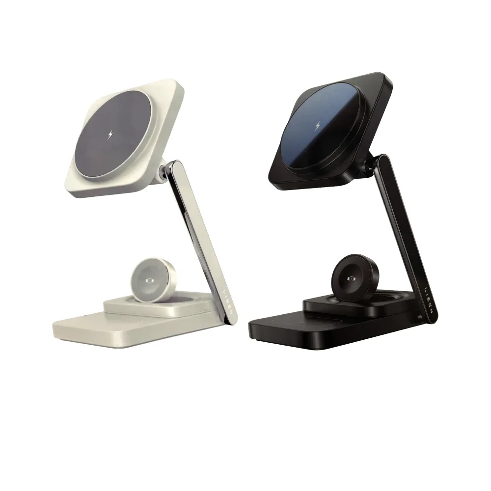 【Lisen】三合一多設備無線充電支架折疊款(iPhone、Watch、AirPods 時尚充電三合一)