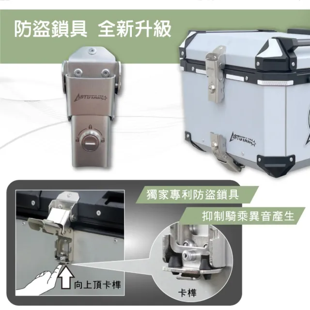 【Astutain】阿斯圖坦 65L 鋁合金車尾箱 機車後箱 機車後備箱 機車置物箱 機車行李箱 鋁箱(多色任選)