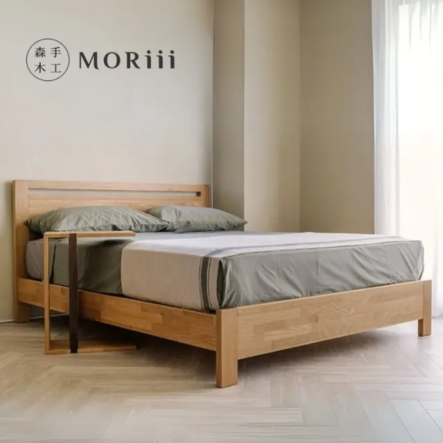 【MORiii  森手木工】新和風 雙人加大6尺白橡木實木床架(台灣製 白橡木 實木床架)