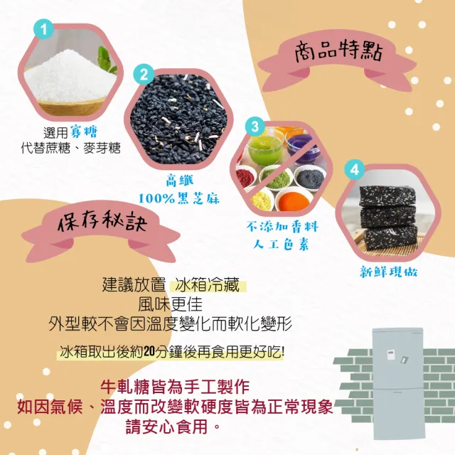 【甜園】法式 純手工 黑芝麻軟糖/黑芝麻糕 圓滿禮盒450gx6盒(芝麻糕 堅果 伴手 年節送禮 自用)