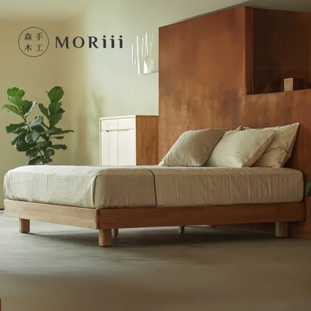 【MORiii 森手木工】新馬可實木床架 雙人特大6x7尺 無床頭 白橡木 正常版