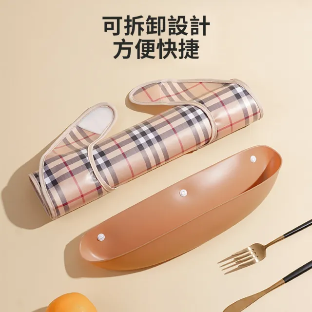 【挪威森林】成人格紋防水防油污圍兜+助食筷(成人吃飯圍兜 口水圍兜 老人照護圍兜 助食餐具)