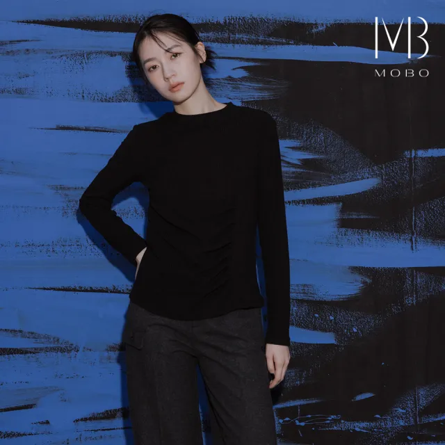 【MO-BO】抽皺抓摺坑條上衣