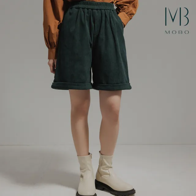 【MO-BO】燈芯絨反摺短褲