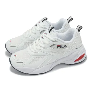 【FILA】休閒鞋 Defender 女鞋 白 藍 紅 拼接 厚底 緩衝 老爹鞋 斐樂(5J907X123)