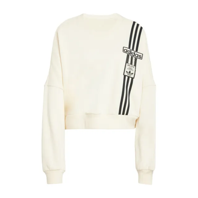 【adidas 愛迪達】Crop Sweatshirt 女 長袖上衣 休閒長袖 寬鬆 舒適 米(JD0084)