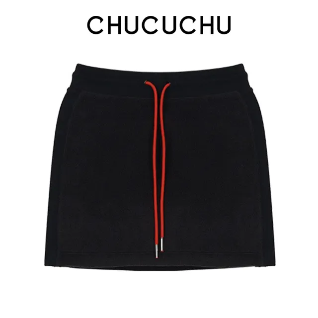 【CHUCUCHU】毛絨H-line短裙 包臀裙 半身短裙 高爾夫 女