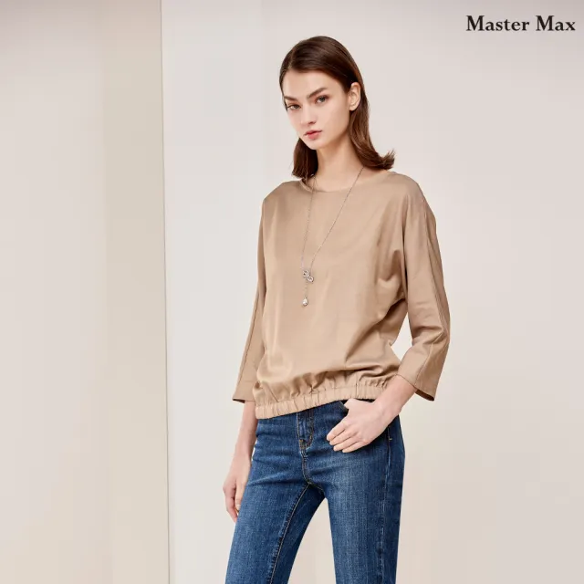 【Master Max】棉麻寬領簡約下擺鬆緊七分袖上衣(8327034)
