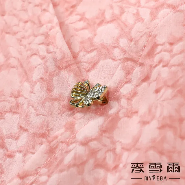 【MYVEGA 麥雪爾】假兩件式特殊壓紋上衣-粉(通勤風)