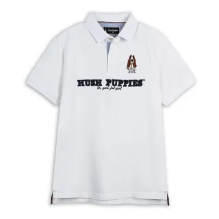 【Hush Puppies】男裝 POLO衫 立體造型品牌英文刺繡狗POLO衫(白色 / 53101105)