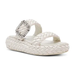【steve madden】編織方鑽雙帶厚底拖鞋 GLITCH(白色)