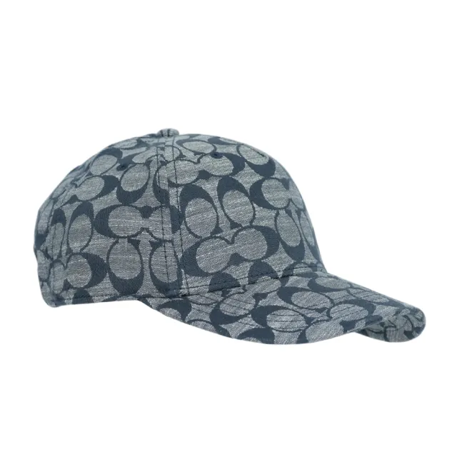 【COACH】CC Logo Chambray 織布棒球帽(藍色)