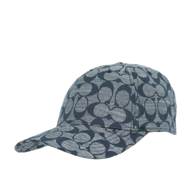 【COACH】CC Logo Chambray 織布棒球帽(藍色)