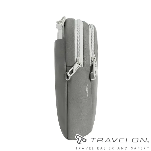 【Travelon】Voyages防盜斜背包/RFID個資防竊取(TL-43669灰/側背包/出國旅遊/戶外休閒/防竊釦環/日常)