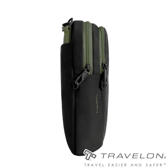 【Travelon】Voyages防盜斜背包/RFID個資防竊取(TL-43669黑/側背包/出國旅遊/戶外休閒/防竊釦環/日常)