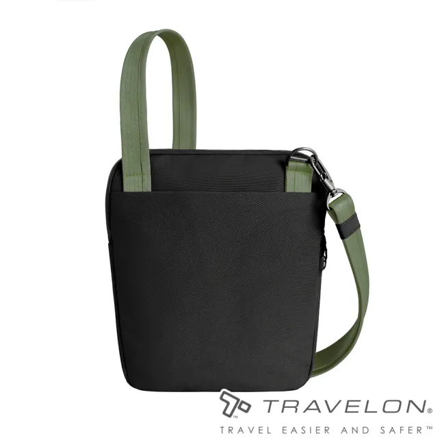 【Travelon】Voyages防盜斜背包/RFID個資防竊取(TL-43669黑/側背包/出國旅遊/戶外休閒/防竊釦環/日常)