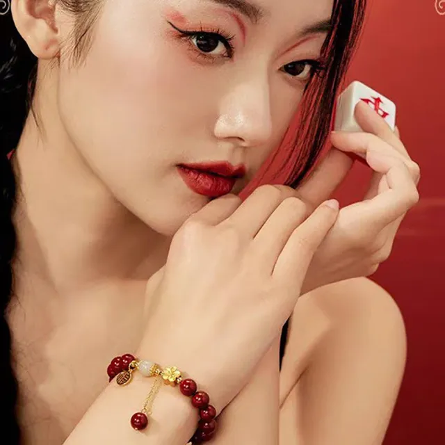 【桃花源創意工坊】朱事如意硃砂四葉草手鍊硃砂手鍊(手鍊)