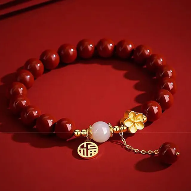 【桃花源創意工坊】朱事如意硃砂四葉草手鍊硃砂手鍊(手鍊)