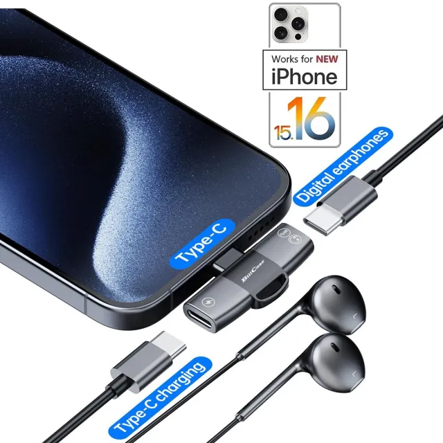 【Bill Case】高階DAC支持Apple ProRes多功Type-C快充音源轉接頭 鈦黑(支持iPhone15 16全新系列)