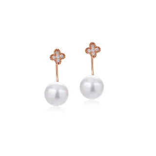 【蘇菲亞珠寶】14K玫瑰金 溫柔花願 珍珠鑽石耳環