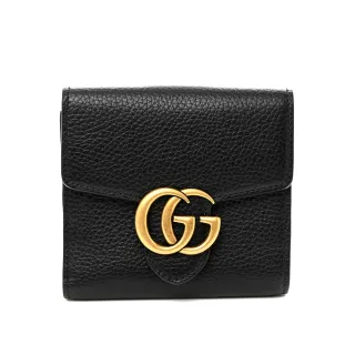 【GUCCI 古馳】GG MARMONT釦式錢包(黑色)